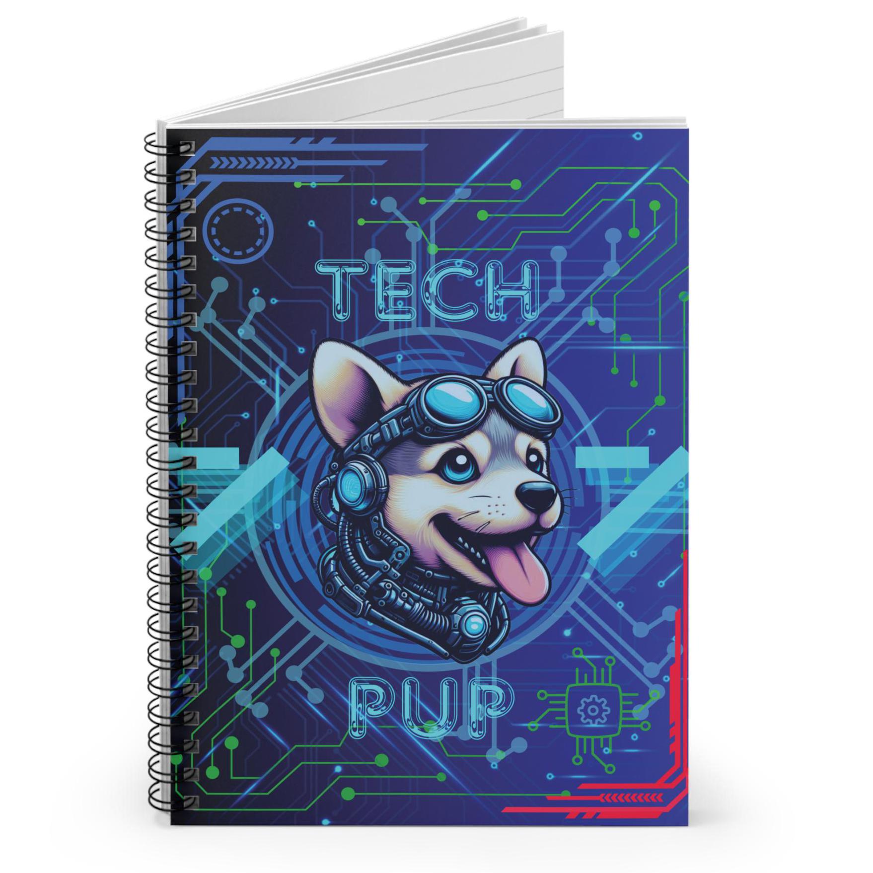Tech Pup Cyberpunk Designed Spiral Notebook - Ruled Line, Back to ...