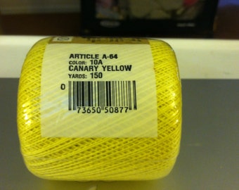 Knit Cro-Sheen Cotton Crochet Thread 150 Yards Canary Yellow - VINTAGE