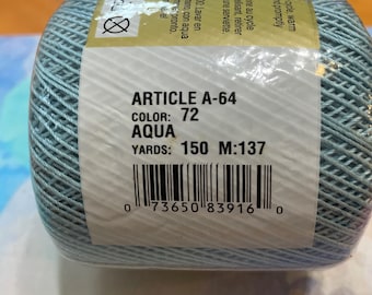 Knit Cro-Sheen Cotton Crochet Thread 150 Yards Aqua - VINTAGE