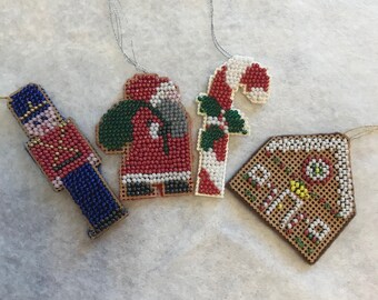 4 Christmas Beaded Ornaments