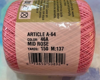 Knit Cro-Sheen Cotton Crochet Thread 150 Yards Mid Rose - VINTAGE