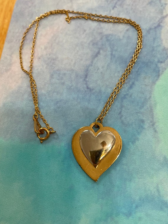 Artistry Silver and Gold Tone Heart Pendant Neckl… - image 1