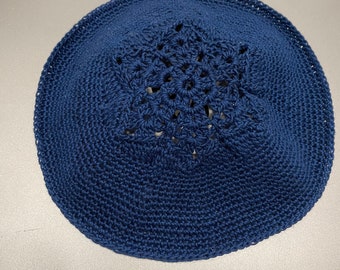 Hand-Crocheted Navy Kippah Plain