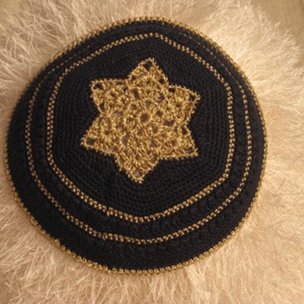 PATTERN ONLY Gold & Black Kippah - No refunds on patterns