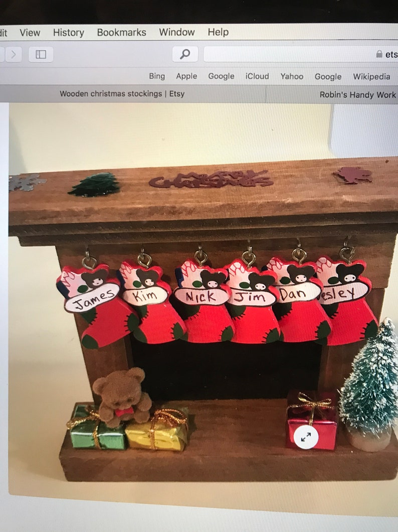 Wooden Fireplace Personalized 6 stockings image 1