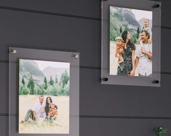 8.5 x 11 Acrylic Floating Frames | Modern Wall Art | Frameless Look | Family Photo Display