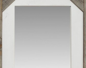Skyline Barnwood Rustic Reclaimed Wood Mirror with Modern Edge