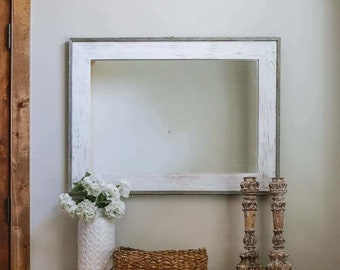 Rustic Whitewashed Bountiful Farmhouse Wall Mirror