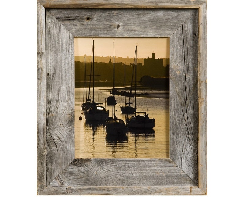 Barnwood Picture Frame Medium Width 2.75 Inch Lighthouse Series Reclaimed Wood image 1