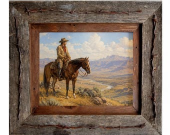 Reclaimed Wood Picture Frame With Barbed Wire | Western Decor - Etsy