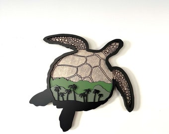 3D Turtle Wall Art - Coastal Beach House Decor