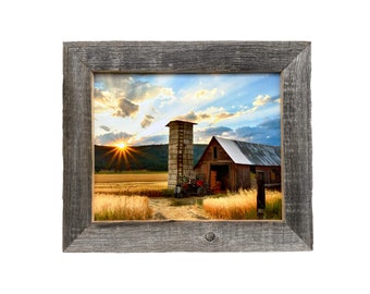 Barnwood Picture Frame - Homestead Narrow 1.5 Inch Flat Rustic Reclaimed Wood Frame