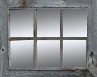 Rustic Window Pane Vintage Barnwood Mirror - 6 Panes