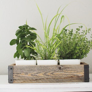 Barnwood Planter Box with Metal Brackets | Rustic Centerpiece | Decorative Box