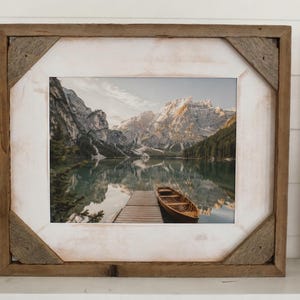 Whitewash Reclaimed Wood Picture Frame - Farmhouse Style