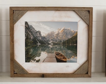 Whitewash Reclaimed Wood Picture Frame - Farmhouse Style