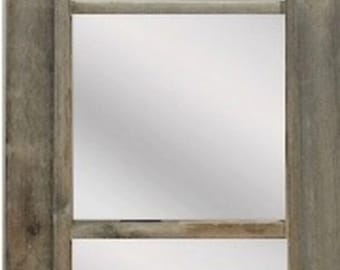 Western Rustic Mirror - Window Pane Barnwood Mirror - 3 Panes