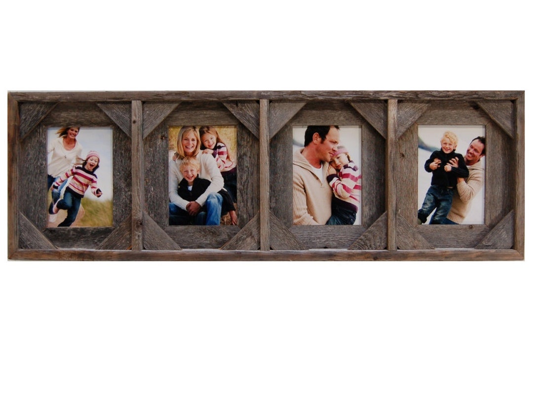 Rustic Barnwood Collage Frame - 4 Opening Multi Photo Frame | Handmade ...