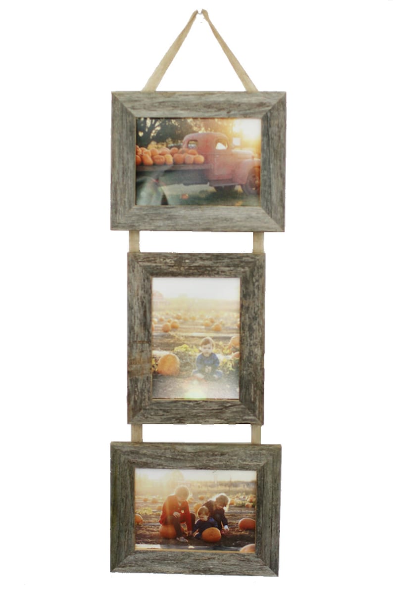 5x7 Triple Barnwood Hanging Collage Frames 2 Landscape, 1 Portrait image 3