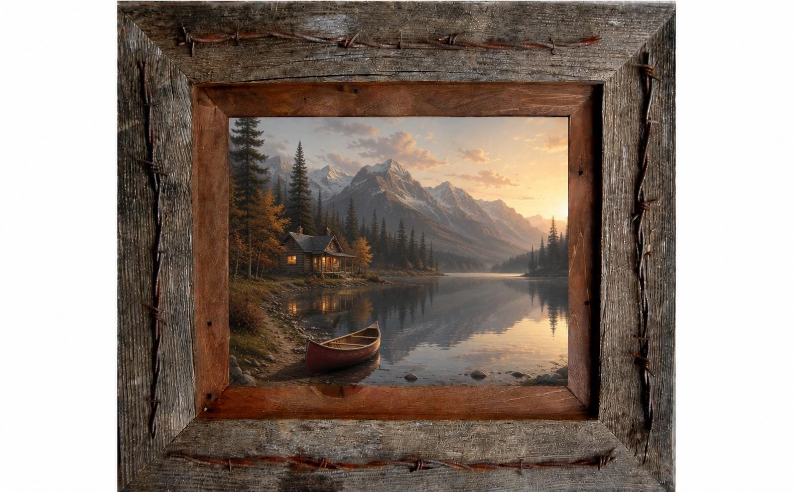 Reclaimed Wood Picture Frame With Barbed Wire | Western Decor - Etsy