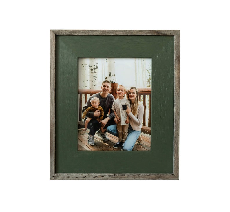 Barnwood Picture Frame Lighthouse Green Rustic Wood Frame image 1