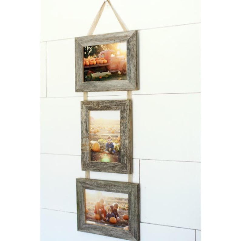 5x7 Triple Barnwood Hanging Collage Frames 2 Landscape, 1 Portrait image 1