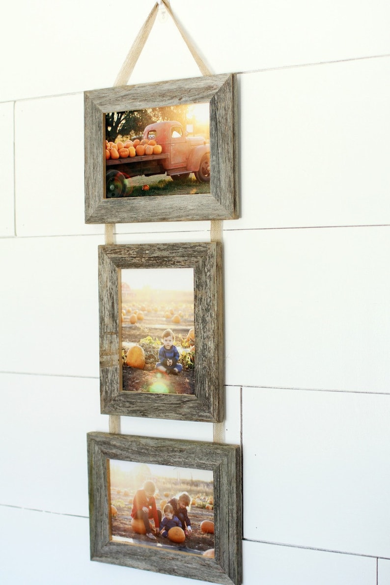 5x7 Triple Barnwood Hanging Collage Frames 2 Landscape, 1 Portrait image 4