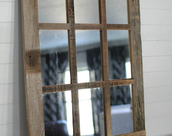 Farmhouse Mirror - Tall Barnwood 9 Pane