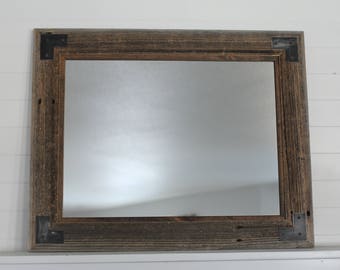 Rustic Bathroom Mirror - Modern Farmhouse Mirror - Ranch Hand Mirror