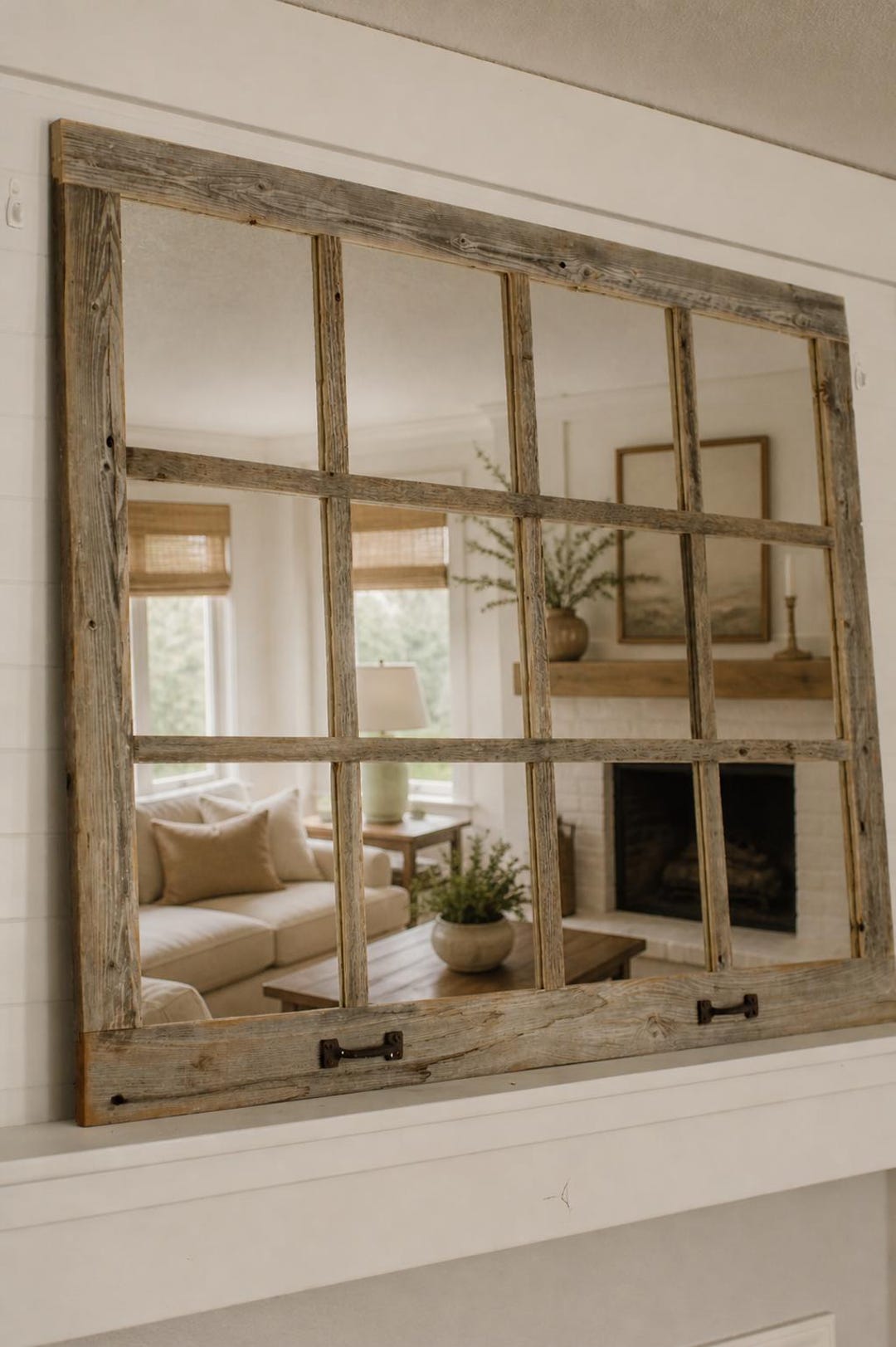 Window Mirror Rustic Small Reclaimed Barnwood Window Mirror - 12 Pane Rustic Farmhouse Decor - Etsy