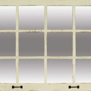 Fieldhouse Mirror- 12 Window Pane Mirror- White Farmhouse Mirror | Vintage Window | Antique Wall Display