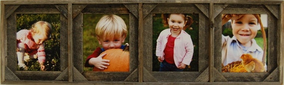 4x6 Barnwood with Cornerblocks Collage Frames - 4 openings