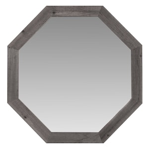 Octagon Barnwood Mirror 36&quot; - Rustic Reclaimed Wood Wall Mirror for Entryway, Bathroom, Cabin, or Farmhouse Decor