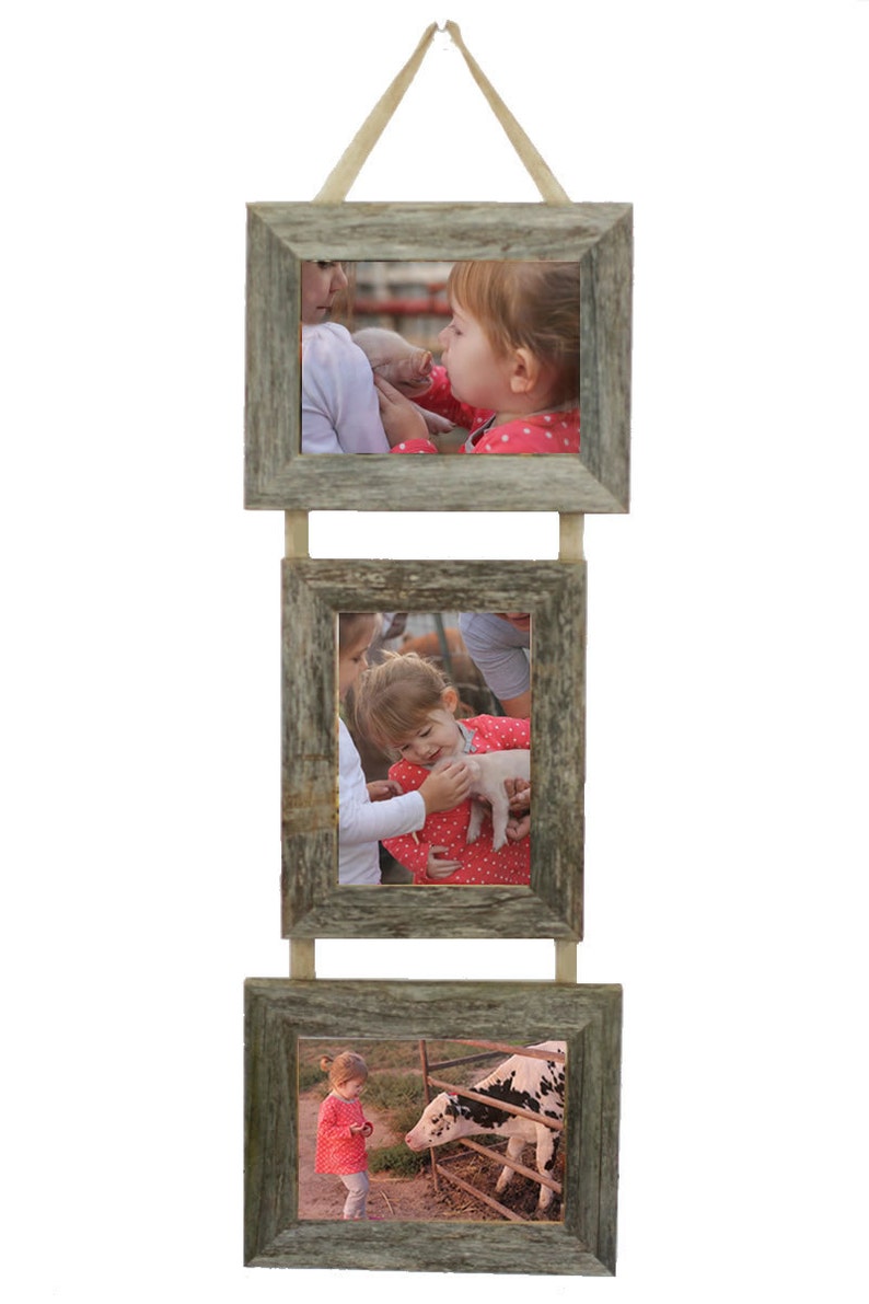 5x7 Triple Barnwood Hanging Collage Frames 2 Landscape, 1 Portrait image 2