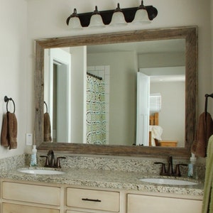 Rustic Lighthouse Style Barnwood Mirror with Raised Edge