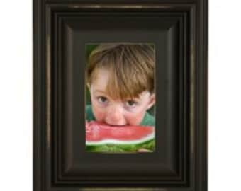 Scoop Molding Black Wood Distressed Picture Frame