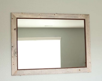 Rustic Mirror - Park City Style Barnwood with Alder Inset