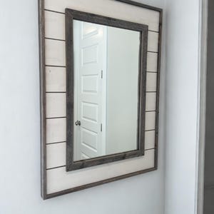 Rustic Shiplap Mirror With Reclaimed Barnwood Frame - Modern Farmhouse ...