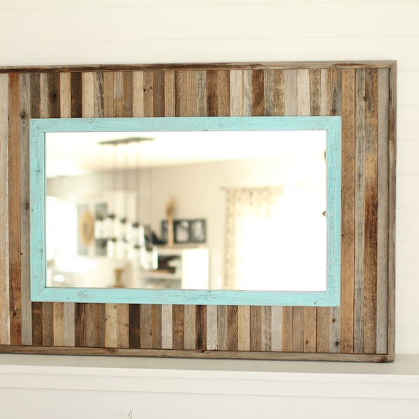 Rustic Barnwood Mirror | Summerland Style | Colored Beach or Farmhouse Mirror