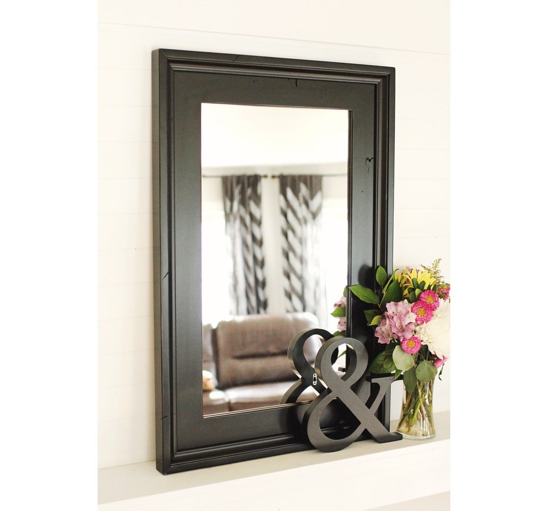 Black Wall Mirror Alpine Overmantle Mirror Etsy