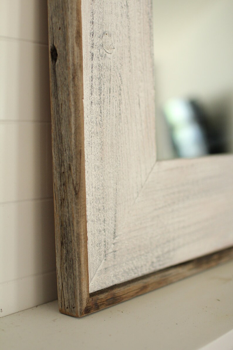 Whitewashed Barnwood Mirror Glacier White Mirror Etsy