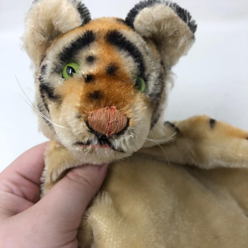 Vintage Steiff Mr Rogers Daniel Tiger Handpuppe Mohair Grün Haar Plüsch Bild 2