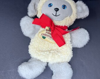 Hallmark Stuffables Babys First Christmas Stocking Lamb Plush Sheep VTG 1984