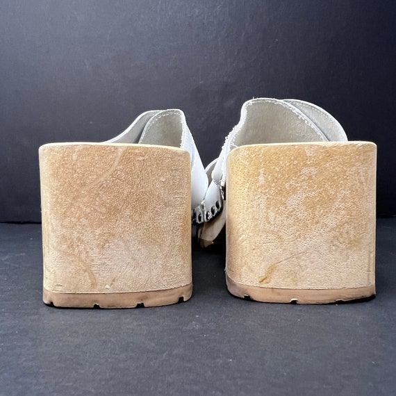 Candies VTG Wooden Platform Sandal Womens 8 White… - image 6