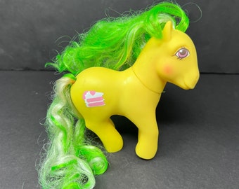 My Little Pony G1 Candy Cane Ponies Limón Trata Caballo Amarillo Melena Verde VTG 87