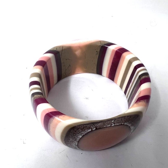 Chunky Bangle Bracelet Pop Art Vintage Retro Stri… - image 6