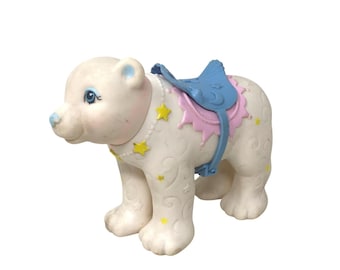 Moon Dreamers Ursa Major Polar Bear Toy White Blue Pink Saddle VTG Hasbro 1985