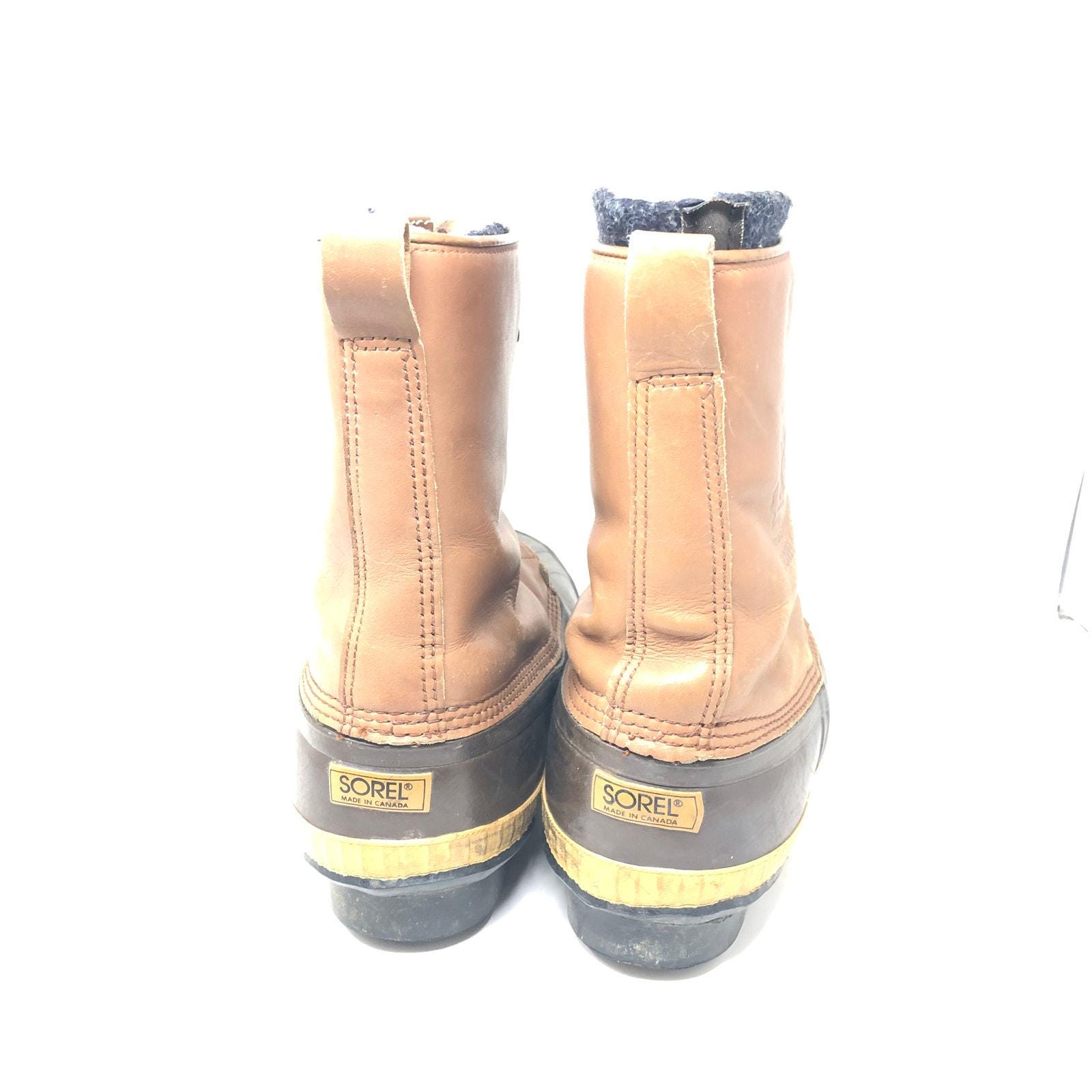 Sorel Winter Outdoor Duck Boots Mens 9 Tan Brown Vintage 