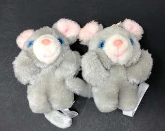 House of Lloyd Baby Mouse Plush Set of 2 Replacement 5" Gray Babies VTG 1989