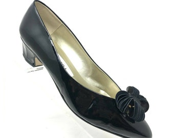 Proxy Vintage Pumps Schwarzes Lackleder Verschönern Retro 80er Jahre Absatz Damen Größe 39